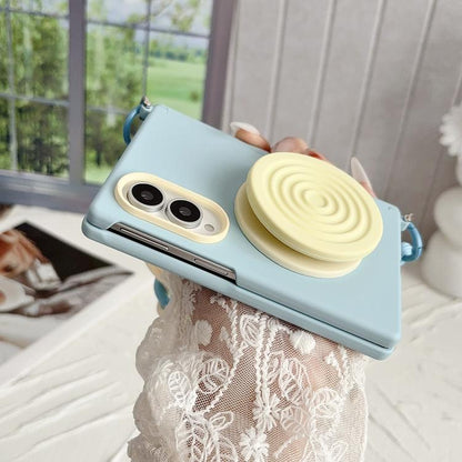Side Clamp Magnetic Central Axis  Lens-Frame Phone Case with Wrist Strap & Holder, For Galaxy Z Fold8 5G