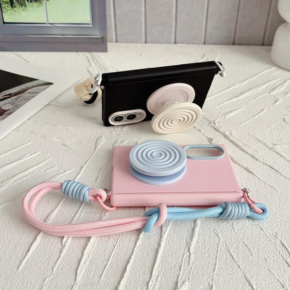 Side Clamp Magnetic Central Axis  Lens-Frame Phone Case with Wrist Strap & Holder, For Galaxy Z Fold8 5G