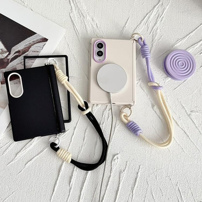 Side Clamp Magnetic Central Axis  Lens-Frame Phone Case with Wrist Strap & Holder, For Galaxy Z Fold8 5G