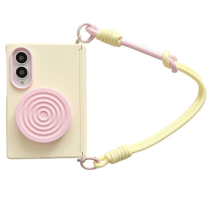 Side Clamp Magnetic Central Axis  Lens-Frame Phone Case with Wrist Strap & Holder, For Galaxy Z Fold8 5G