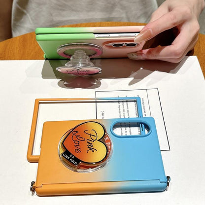 Side Clamp Magnetic Central Axis Lens-Frame Phone Case with Wrist Strap & Holder, For Galaxy Z Fold8 5G
