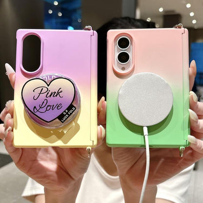 Side Clamp Magnetic Central Axis Lens-Frame Phone Case with Wrist Strap & Holder, For Galaxy Z Fold8 5G