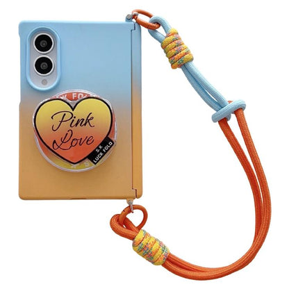 Side Clamp Magnetic Central Axis Lens-Frame Phone Case with Wrist Strap & Holder, For Galaxy Z Fold8 5G