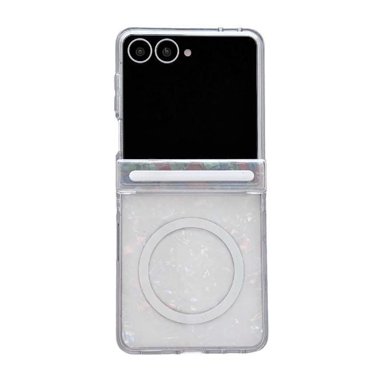 Side Buckle Axis Pearlescent Shell Texture Magnetic Phone Case, For Galaxy Z Flip8 5G, For Galaxy Flip7 5G