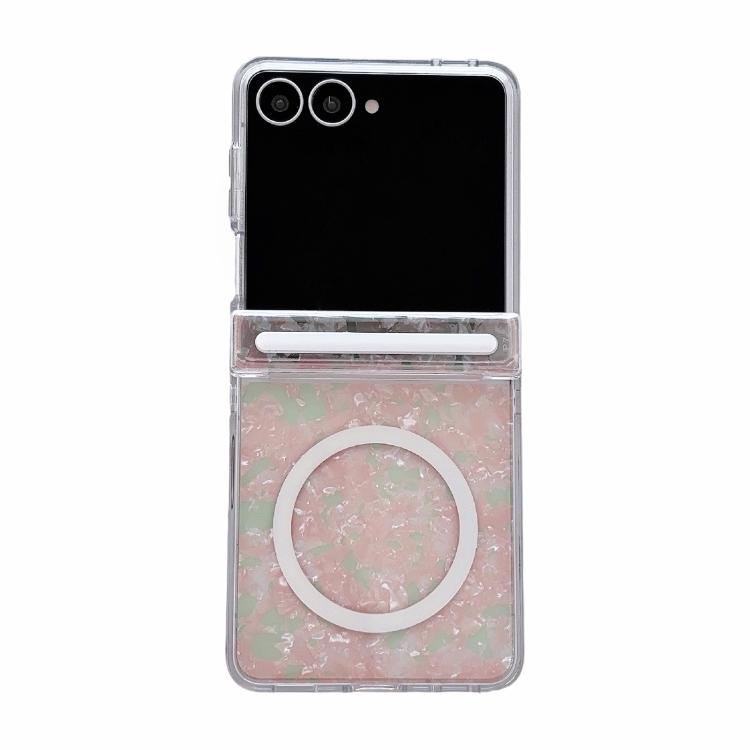 Side Buckle Axis Pearlescent Shell Texture Magnetic Phone Case, For Galaxy Z Flip8 5G, For Galaxy Flip7 5G