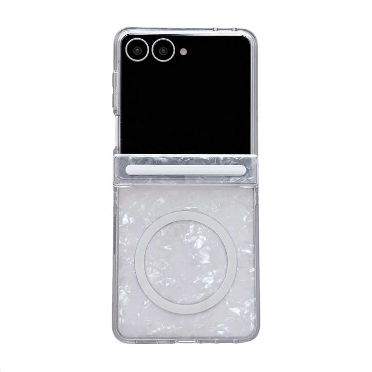 Side Buckle Axis Pearlescent Shell Texture Magnetic Phone Case, For Galaxy Z Flip8 5G, For Galaxy Flip7 5G