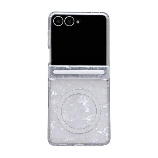 Side Buckle Axis Pearlescent Shell Texture Magnetic Phone Case, For Galaxy Z Flip8 5G, For Galaxy Flip7 5G