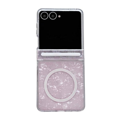 Side Buckle Axis Pearlescent Shell Texture Magnetic Phone Case, For Galaxy Z Flip8 5G, For Galaxy Flip7 5G