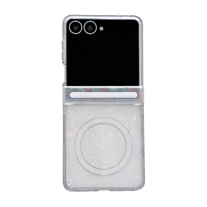 Side Buckle Axis Pearlescent Shell Texture Magnetic Phone Case, For Galaxy Z Flip8 5G, For Galaxy Flip7 5G