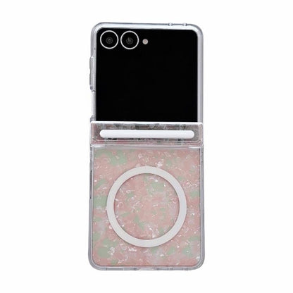 Side Buckle Axis Pearlescent Shell Texture Magnetic Phone Case, For Galaxy Z Flip8 5G, For Galaxy Flip7 5G