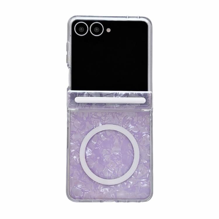 Side Buckle Axis Pearlescent Shell Texture Magnetic Phone Case, For Galaxy Z Flip8 5G, For Galaxy Flip7 5G