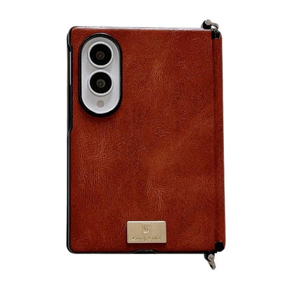 Side Buckle Axis Magnetic Crazy Horse Pattern Nameplate Phone Case, For Galaxy Z Fold8 5G
