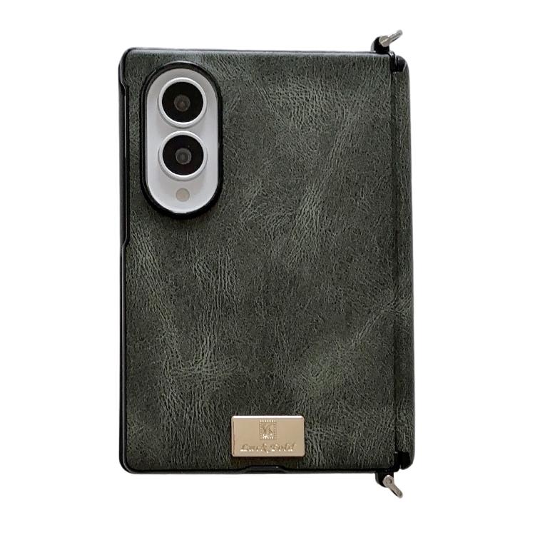 Side Buckle Axis Magnetic Crazy Horse Pattern Nameplate Phone Case, For Galaxy Z Fold8 5G