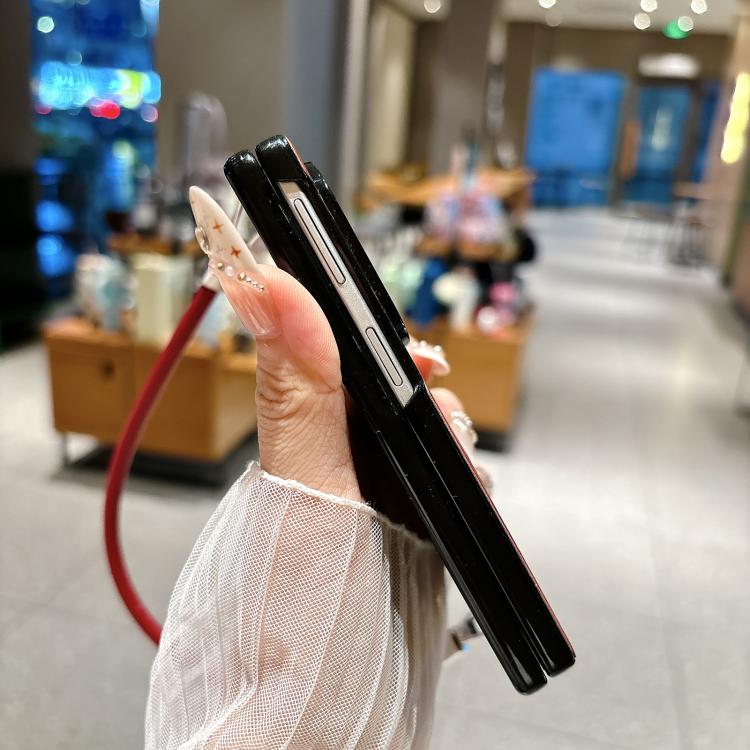 Side Clamp Hinge Crazy Horse Texture Magnetic Ring Leather Phone Case with Wrist Strap, For Galaxy Z Fold8 5G