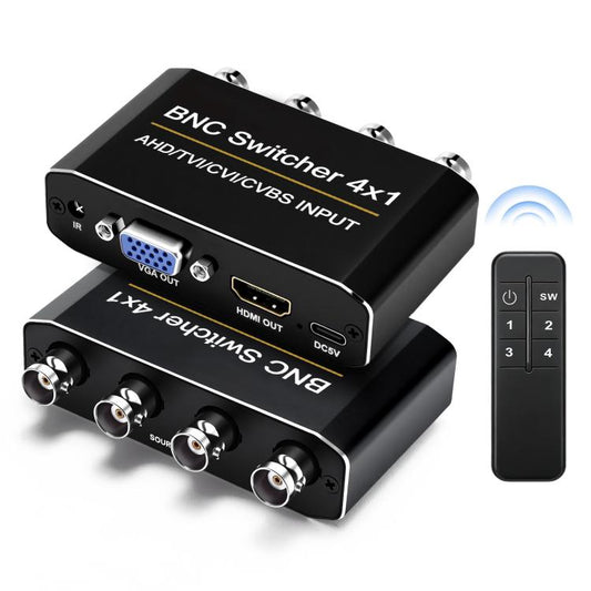 NK-H42 4 in 1 BNC Switcher, Supports AHD / TVI / CVI / CVBS Coaxial CCTV Signals / Simultaneous HDMI / VGA Output, NK-H42