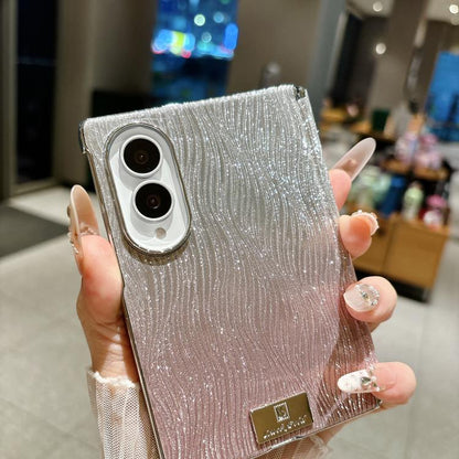 Electroplated Central Axis Magnetic Gradient Water Ripple Nameplate Phone Case, For Galaxy Z Fold8 5G