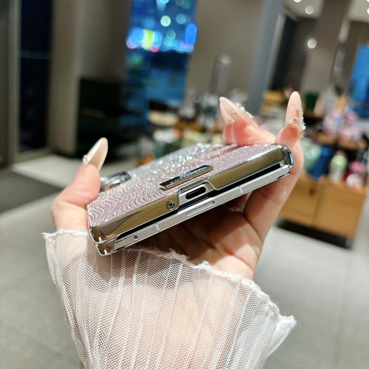 Electroplated Central Axis Magnetic Gradient Water Ripple Nameplate Phone Case, For Galaxy Z Fold8 5G