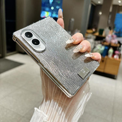 Electroplated Central Axis Magnetic Gradient Water Ripple Nameplate Phone Case, For Galaxy Z Fold8 5G