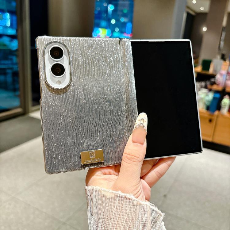 Electroplated Central Axis Magnetic Gradient Water Ripple Nameplate Phone Case, For Galaxy Z Fold8 5G