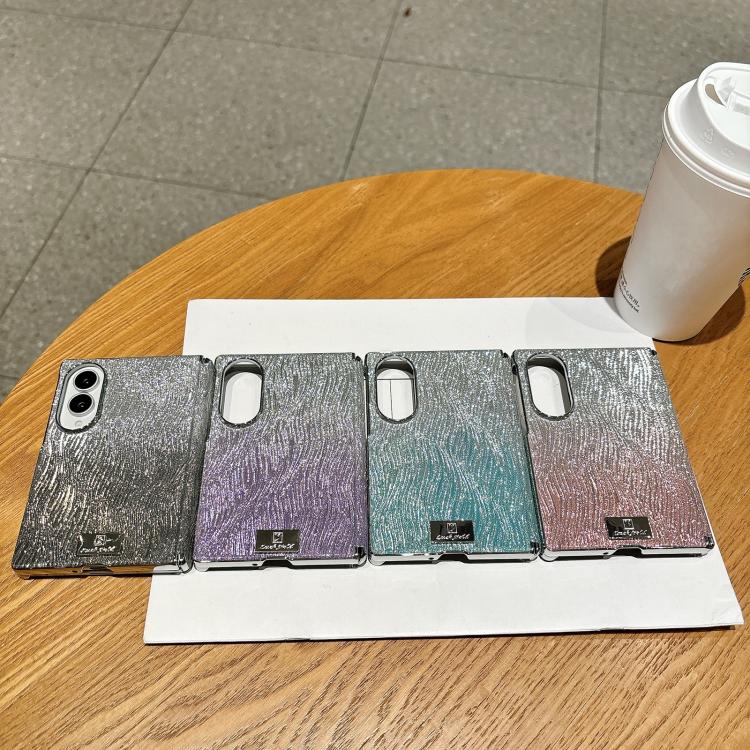 Electroplated Central Axis Magnetic Gradient Water Ripple Nameplate Phone Case, For Galaxy Z Fold8 5G