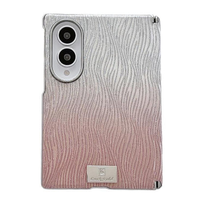 Electroplated Central Axis Magnetic Gradient Water Ripple Nameplate Phone Case, For Galaxy Z Fold8 5G