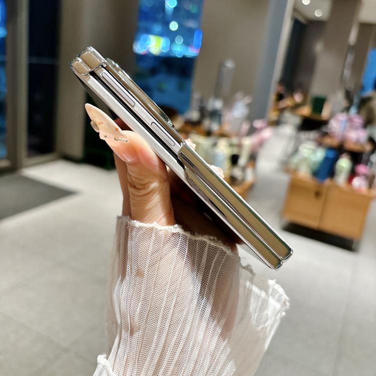 Nameplate Electroplated Central Axis Magnetic Diamond Style Vegan Leather Phone Case, For Galaxy Z Fold8 5G
