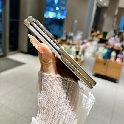Nameplate Electroplated Central Axis Magnetic Diamond Style Vegan Leather Phone Case, For Galaxy Z Fold8 5G