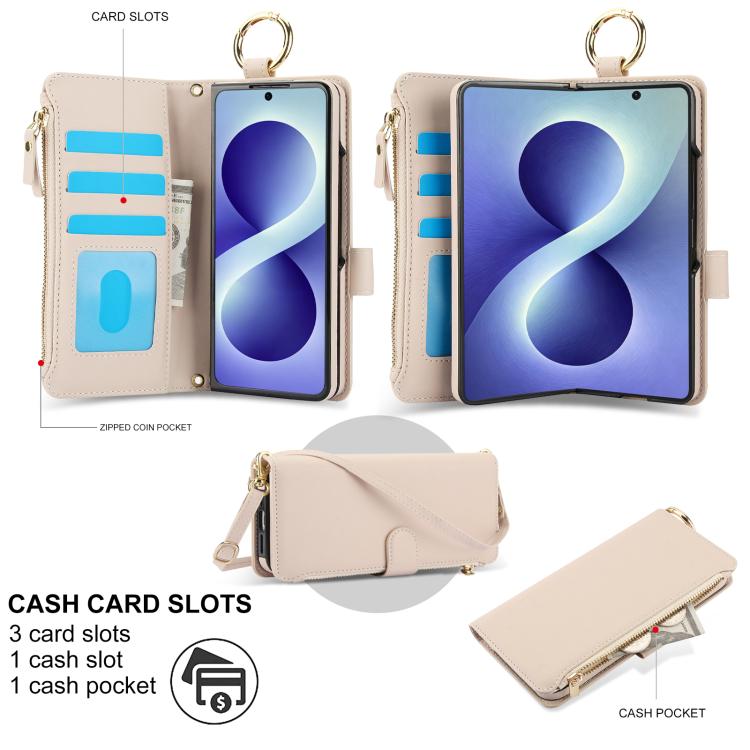 Crossbody Ring Multifunctional Wallet Leather Phone Case, For Galaxy Z Fold8 Ultra 5G