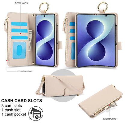 Crossbody Ring Multifunctional Wallet Leather Phone Case, For Galaxy Z Fold8 Ultra 5G