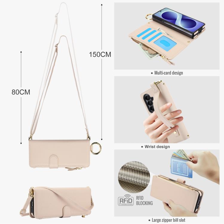 Crossbody Ring Multifunctional Wallet Leather Phone Case, For Galaxy Z Fold8 Ultra 5G