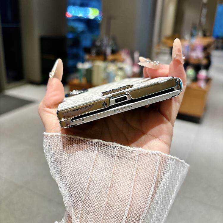 Nameplate Electroplated Central Axis Magnetic Silver Fog Leopard Print Phone Case, For Galaxy Z Fold8 5G