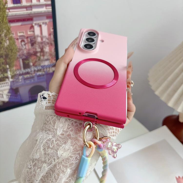 Skin Feel Gradient Rose Pink Magnetic Phone Case, For Galaxy Z Fold8 5G, For Galaxy Z Fold8 Ultra 5G, For Galaxy Z Flip8 5G, For Galaxy Z Fold7 5G, For Galaxy Z Flip7 5G, For Galaxy Z Fold6 5G, For Galaxy Z Fold5 5G