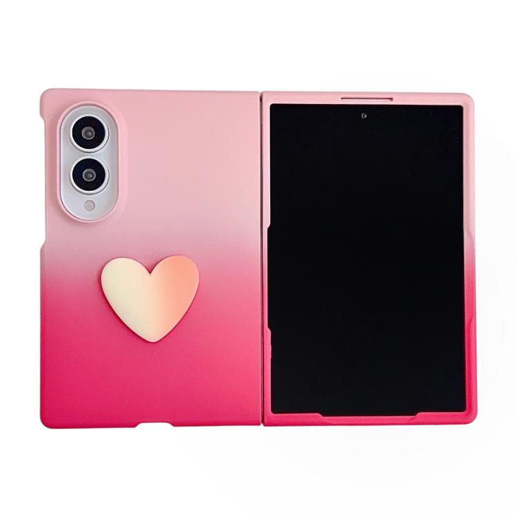Skin Feel Gradient Rose Pink DIY Heart Shaped Phone Case, For Galaxy Z Fold8 5G, For Galaxy Z Fold8 Ultra 5G, For Galaxy Z Flip8 5G, For Galaxy Z Fold7 5G, For Galaxy Z Flip7 5G, For Galaxy Z Fold6 5G, For Galaxy Z Fold5 5G