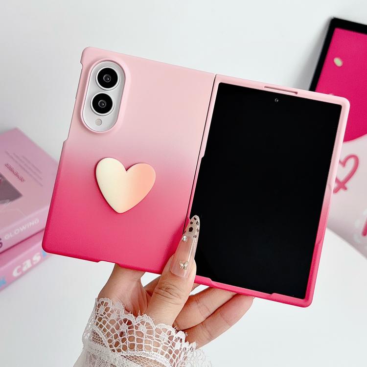 Skin Feel Gradient Rose Pink DIY Heart Shaped Phone Case, For Galaxy Z Fold8 5G, For Galaxy Z Fold8 Ultra 5G, For Galaxy Z Flip8 5G, For Galaxy Z Fold7 5G, For Galaxy Z Flip7 5G, For Galaxy Z Fold6 5G, For Galaxy Z Fold5 5G