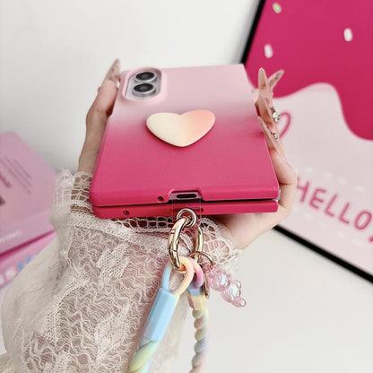 Skin Feel Gradient Rose Pink DIY Heart Shaped Phone Case, For Galaxy Z Fold8 5G, For Galaxy Z Fold8 Ultra 5G, For Galaxy Z Flip8 5G, For Galaxy Z Fold7 5G, For Galaxy Z Flip7 5G, For Galaxy Z Fold6 5G, For Galaxy Z Fold5 5G