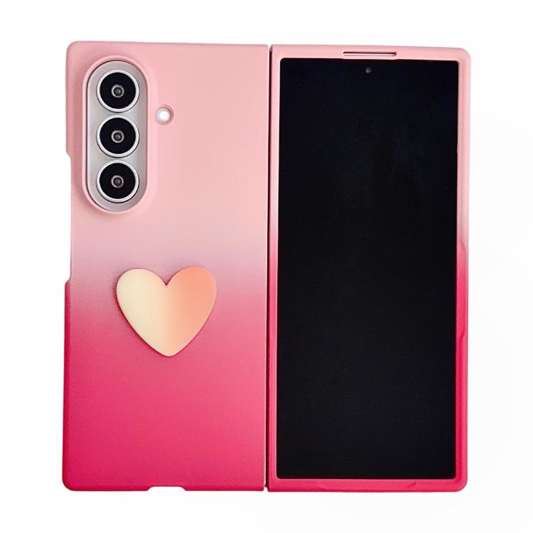 Skin Feel Gradient Rose Pink DIY Heart Shaped Phone Case, For Galaxy Z Fold8 5G, For Galaxy Z Fold8 Ultra 5G, For Galaxy Z Flip8 5G, For Galaxy Z Fold7 5G, For Galaxy Z Flip7 5G, For Galaxy Z Fold6 5G, For Galaxy Z Fold5 5G