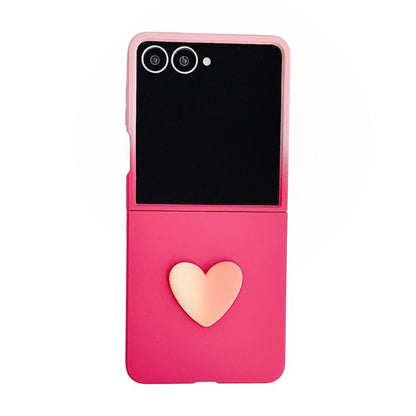 Skin Feel Gradient Rose Pink DIY Heart Shaped Phone Case, For Galaxy Z Fold8 5G, For Galaxy Z Fold8 Ultra 5G, For Galaxy Z Flip8 5G, For Galaxy Z Fold7 5G, For Galaxy Z Flip7 5G, For Galaxy Z Fold6 5G, For Galaxy Z Fold5 5G