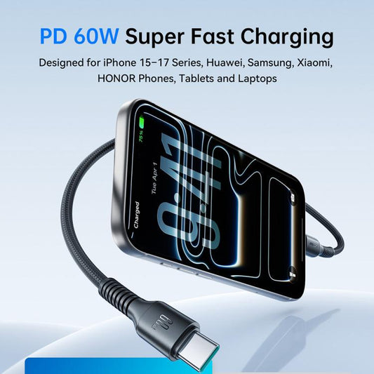 JOYROOM S-A9U Long-Lasting Series Type-C to Type-C 60W Fast Charging Data Cable, Length: 1m, Type-C to Type-C