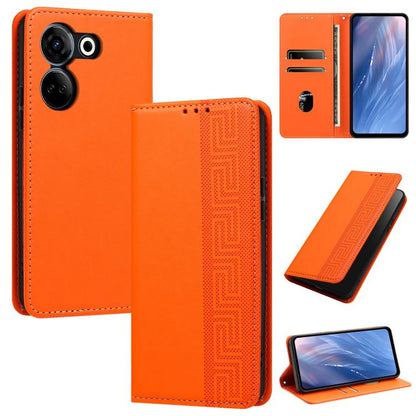 Embossed Meander Pattern RFID Vegan Leather Phone Case, For Tecno Pova 5, For Tecno Camon 20 Premier, For Tecno Camon 20 Pro 5G, For Tecno Camon 20 / 20 Pro 4G, For Tecno Spark Go 2023 / Pop 7 Pro, For Tecno Spark 10 4G / Spark 10C                     ...