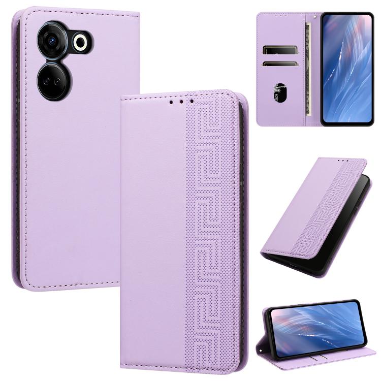Embossed Meander Pattern RFID Vegan Leather Phone Case, For Tecno Pova 5, For Tecno Camon 20 Premier, For Tecno Camon 20 Pro 5G, For Tecno Camon 20 / 20 Pro 4G, For Tecno Spark Go 2023 / Pop 7 Pro, For Tecno Spark 10 4G / Spark 10C                     ...
