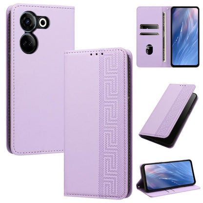 Embossed Meander Pattern RFID Vegan Leather Phone Case, For Tecno Pova 5, For Tecno Camon 20 Premier, For Tecno Camon 20 Pro 5G, For Tecno Camon 20 / 20 Pro 4G, For Tecno Spark Go 2023 / Pop 7 Pro, For Tecno Spark 10 4G / Spark 10C                     ...