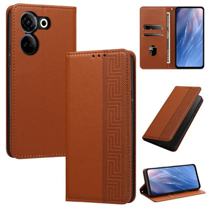 Embossed Meander Pattern RFID Vegan Leather Phone Case, For Tecno Pova 5, For Tecno Camon 20 Premier, For Tecno Camon 20 Pro 5G, For Tecno Camon 20 / 20 Pro 4G, For Tecno Spark Go 2023 / Pop 7 Pro, For Tecno Spark 10 4G / Spark 10C                     ...