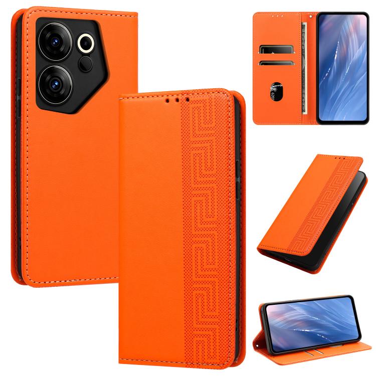 Embossed Meander Pattern RFID Vegan Leather Phone Case, For Tecno Pova 5, For Tecno Camon 20 Premier, For Tecno Camon 20 Pro 5G, For Tecno Camon 20 / 20 Pro 4G, For Tecno Spark Go 2023 / Pop 7 Pro, For Tecno Spark 10 4G / Spark 10C                     ...