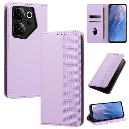 Embossed Meander Pattern RFID Vegan Leather Phone Case, For Tecno Pova 5, For Tecno Camon 20 Premier, For Tecno Camon 20 Pro 5G, For Tecno Camon 20 / 20 Pro 4G, For Tecno Spark Go 2023 / Pop 7 Pro, For Tecno Spark 10 4G / Spark 10C                     ...