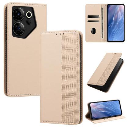 Embossed Meander Pattern RFID Vegan Leather Phone Case, For Tecno Pova 5, For Tecno Camon 20 Premier, For Tecno Camon 20 Pro 5G, For Tecno Camon 20 / 20 Pro 4G, For Tecno Spark Go 2023 / Pop 7 Pro, For Tecno Spark 10 4G / Spark 10C                     ...