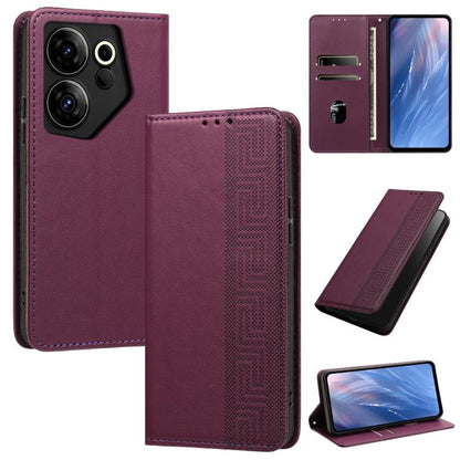 Embossed Meander Pattern RFID Vegan Leather Phone Case, For Tecno Pova 5, For Tecno Camon 20 Premier, For Tecno Camon 20 Pro 5G, For Tecno Camon 20 / 20 Pro 4G, For Tecno Spark Go 2023 / Pop 7 Pro, For Tecno Spark 10 4G / Spark 10C                     ...