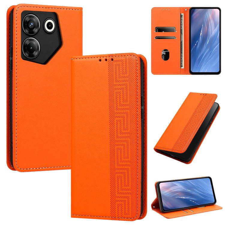 Embossed Meander Pattern RFID Vegan Leather Phone Case, For Tecno Pova 5, For Tecno Camon 20 Premier, For Tecno Camon 20 Pro 5G, For Tecno Camon 20 / 20 Pro 4G, For Tecno Spark Go 2023 / Pop 7 Pro, For Tecno Spark 10 4G / Spark 10C                     ...