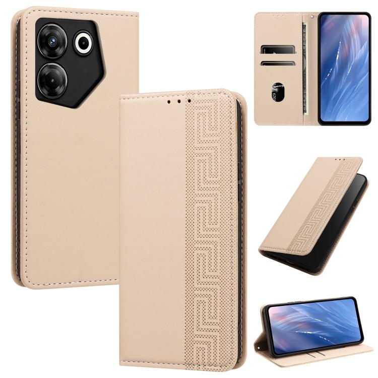 Embossed Meander Pattern RFID Vegan Leather Phone Case, For Tecno Pova 5, For Tecno Camon 20 Premier, For Tecno Camon 20 Pro 5G, For Tecno Camon 20 / 20 Pro 4G, For Tecno Spark Go 2023 / Pop 7 Pro, For Tecno Spark 10 4G / Spark 10C                     ...
