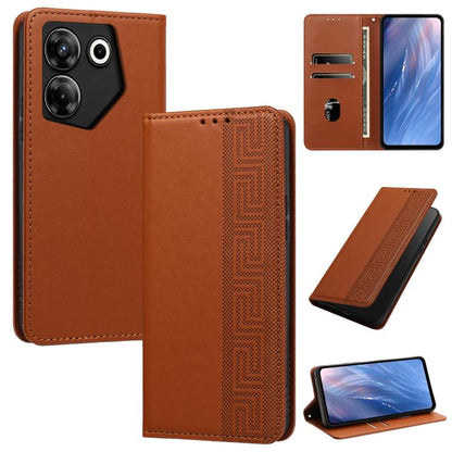 Embossed Meander Pattern RFID Vegan Leather Phone Case, For Tecno Pova 5, For Tecno Camon 20 Premier, For Tecno Camon 20 Pro 5G, For Tecno Camon 20 / 20 Pro 4G, For Tecno Spark Go 2023 / Pop 7 Pro, For Tecno Spark 10 4G / Spark 10C                     ...