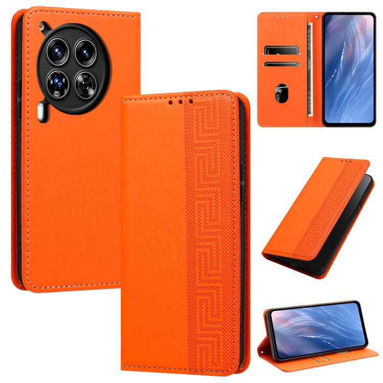 Embossed Meander Pattern RFID Vegan Leather Phone Case, For Tecno Spark 30 Pro 4G, For Tecno Spark 30 4G, For Tecno Spark 30C 4G, For Tecno Spark 20 Pro 5G, For Tecno Camon 30 Premier 5G, For Tecno Pova 6 Neo 4G, For Tecno Pova 6 5G                    ...